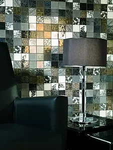 Mosaico, Color multicolor, Estilo patchwork, Cerámica, 28.1x28.1 cm, Acabado brillo